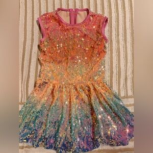 Weissman Multicolor Sequin Kids Dance Costume with bow